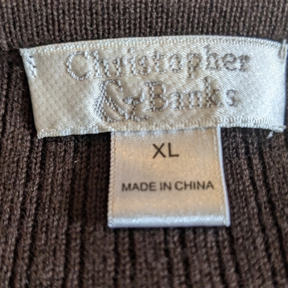 Pre-owned Christopher and Banks extra large short sleeve brown shirt, T3W - Picture 3 of 3
